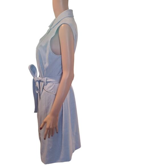 Calvin Klein Size 16 Plus Sleeveless Moto Style Sheath Dress Blue FLAW - Picture 6 of 13